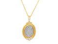 GURHAN, GURHAN Elements Gold Pendant Necklace, Amorphous set in Wide Frame, Diamond Slice and Pave