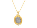 GURHAN, GURHAN Elements Gold Pendant Necklace, Amorphous set in Wide Frame, Diamond Slice and Pave