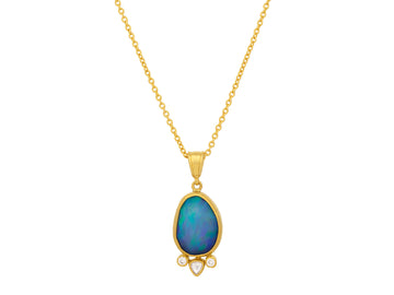 GURHAN, GURHAN Elements Gold Opal Pendant Necklace, 17x13mm Amorphous