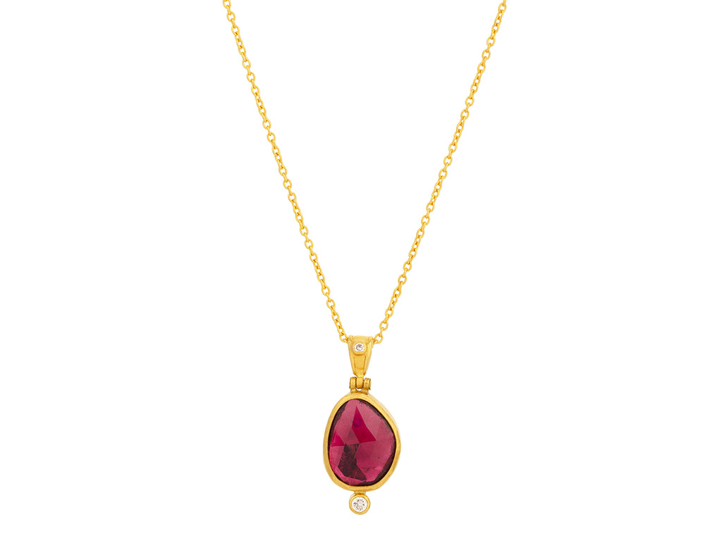 GURHAN, GURHAN Elements Gold Tourmaline Pendant Necklace, 17x13mm Amorphous