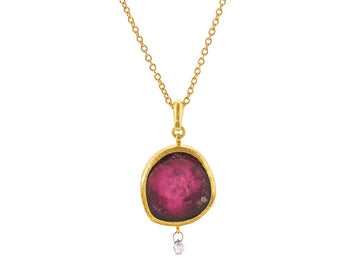 GURHAN, GURHAN Elements Gold Tourmaline Pendant Necklace, 18x17mm Amorphous