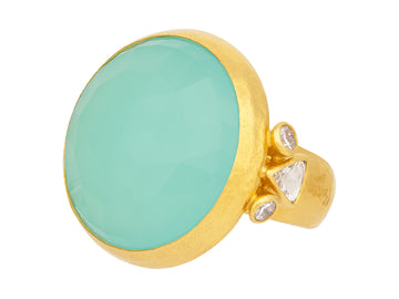 GURHAN, GURHAN Elements Gold Chalcedony Cocktail Ring, 25mm Round Stone