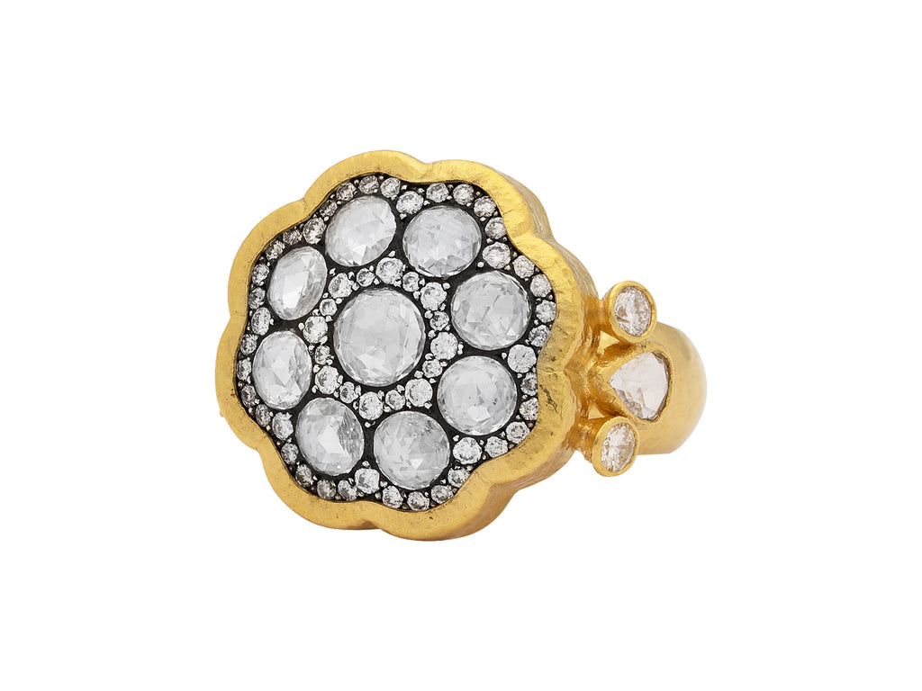 GURHAN, GURHAN Elements Gold Diamond Cocktail Ring, Flower Shape Stone Cluster