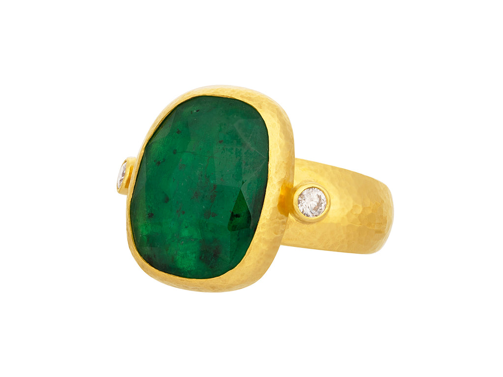 GURHAN, GURHAN Elements Gold Emerald Cocktail Ring, 18x16mm Amorphous Stone