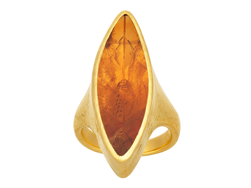 GURHAN, GURHAN Elements Gold Citrine Cocktail Ring, 32x10mm Marquise