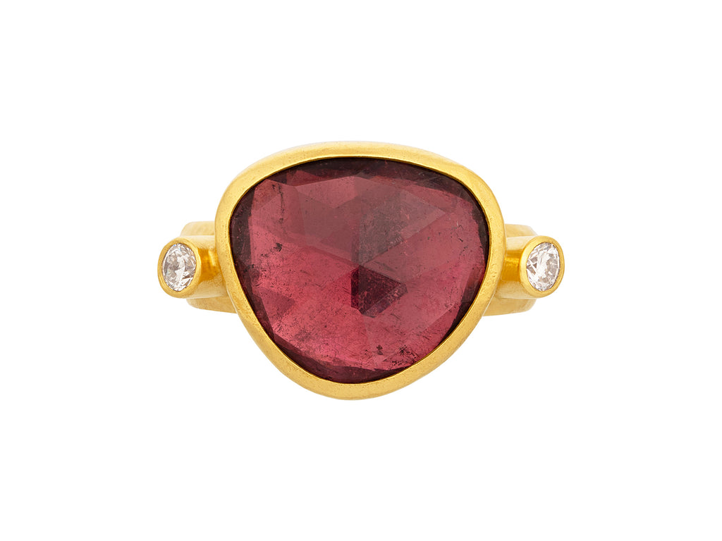 GURHAN, GURHAN Elements Gold Tourmaline Cocktail Ring, 16x14mm Amorphous Stone