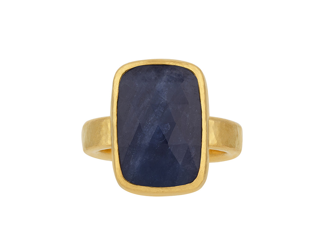 GURHAN, GURHAN Elements Gold Sapphire Cocktail Ring, 17x12mm Rectangle