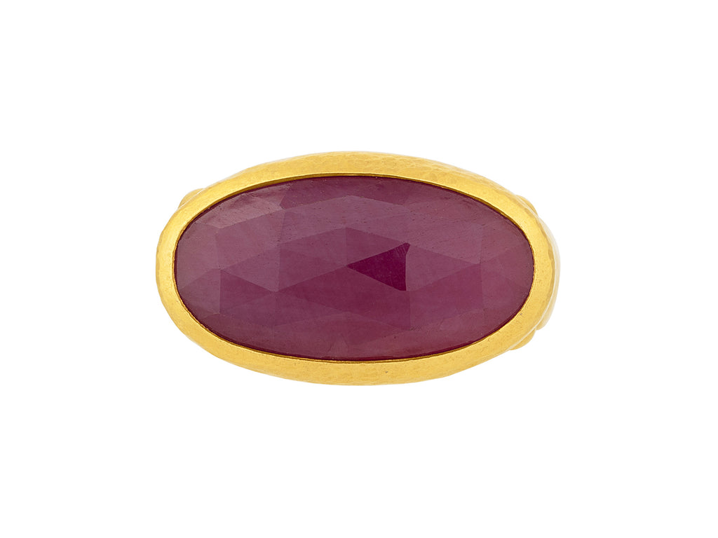 GURHAN, GURHAN Elements Gold Ruby Cocktail Ring, 22x11mm Oval Rosecut