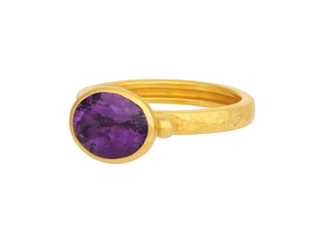 GURHAN, GURHAN Elements Gold Amethyst Stacking Ring, 10x8mm Oval