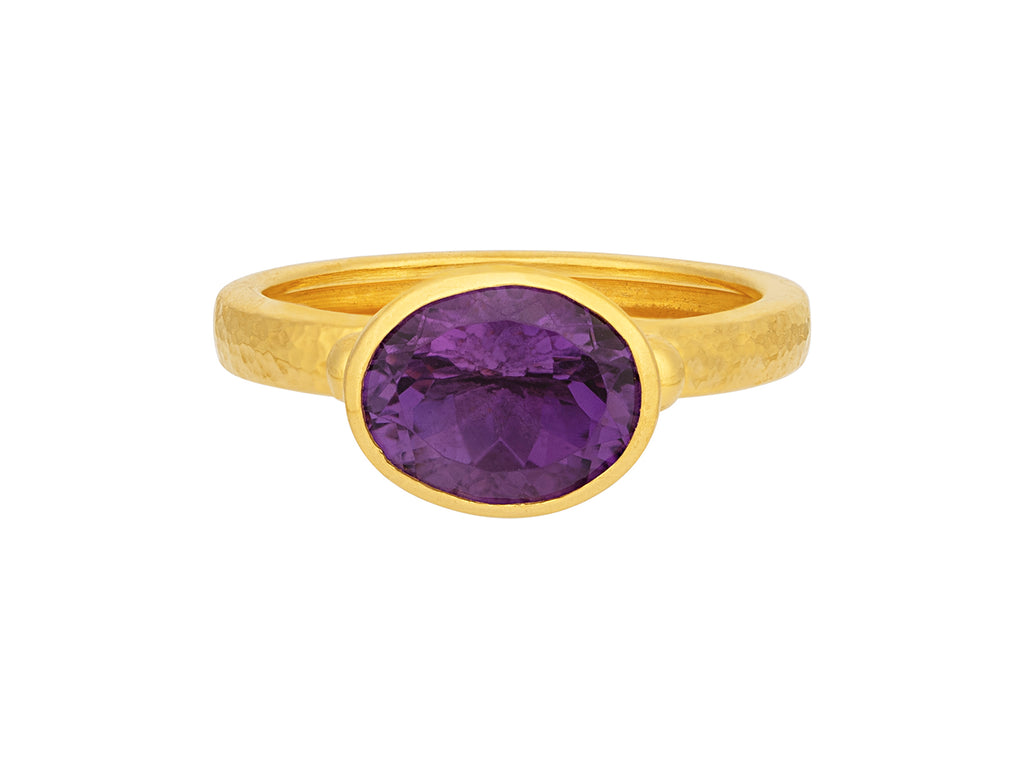 GURHAN, GURHAN Elements Gold Amethyst Stacking Ring, 10x8mm Oval