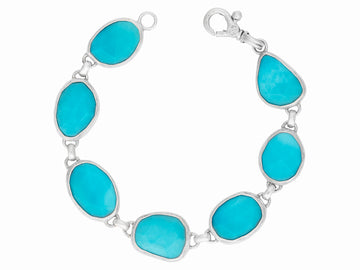 GURHAN, GURHAN Elements Sterling Silver Turquoise All Around Single-Strand Bracelet, Mixed Amorphous Shapes, Gold Accents