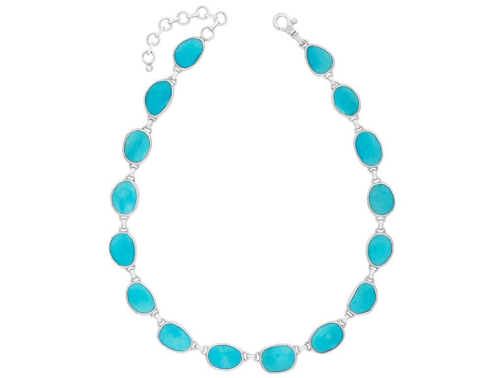 GURHAN, GURHAN Elements Sterling Silver Turquoise All Around Short Necklace, Mixed Amorphous Shapes, Gold Accents