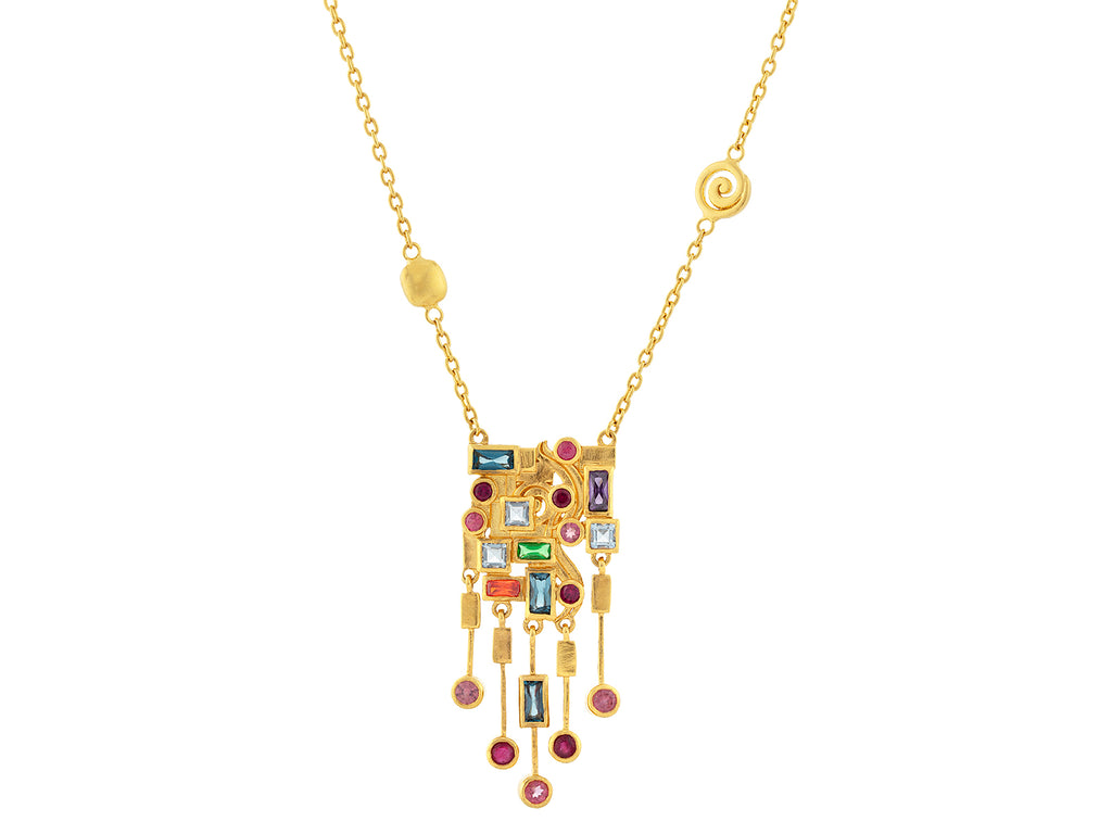 GURHAN, GURHAN Embrace Gold Mixed Stone Pendant Necklace, Large with Drops