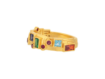 GURHAN, GURHAN Embrace Gold Mixed Stone Band Ring, 7mm Wide