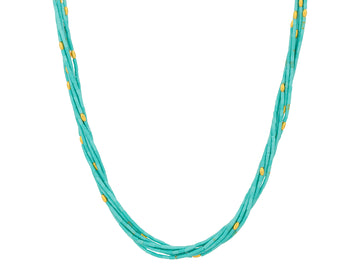 GURHAN, GURHAN Flurries Gold Turquoise Beaded Long Necklace, 7-Strand with Small Olive Bead Accents