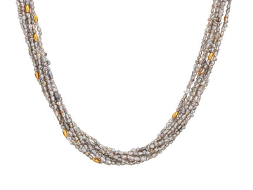 GURHAN, GURHAN Flurries Gold Pearl Beaded Long Necklace, 7-Strand with Double "S" Clasp