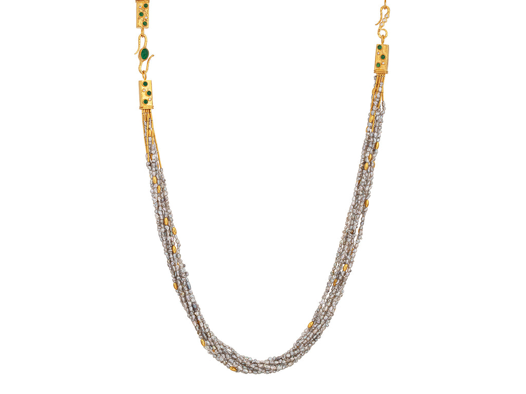 GURHAN, GURHAN Flurries Gold Pearl Beaded Long Necklace, 7-Strand with Double "S" Clasp