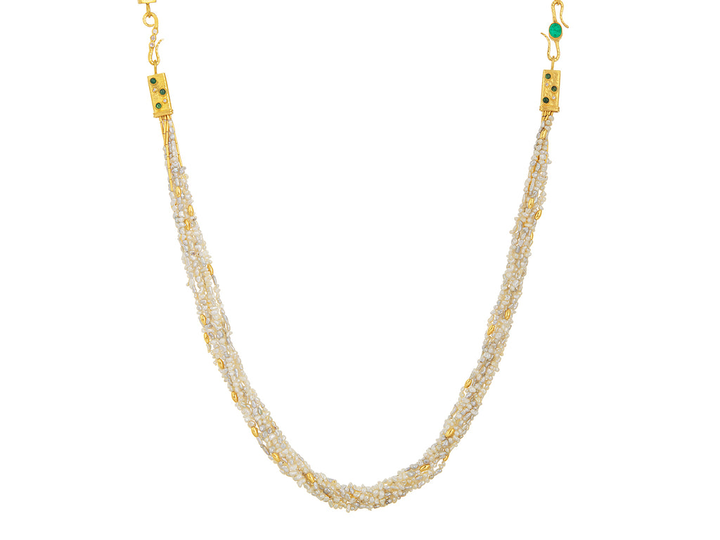 GURHAN, GURHAN Flurries Gold Pearl Beaded Long Necklace, 9-Strand with Double "S" Clasp