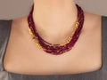 GURHAN, GURHAN Flurries Gold Beaded Long Necklace, 7-Strand with Double "S" Clasp, Ruby