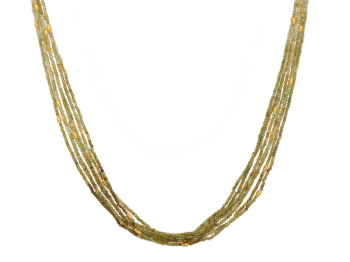 GURHAN, GURHAN Flurries Gold Beaded Long Necklace, 7-Strand with Double "S" Clasp, Tourmaline