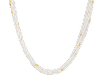 GURHAN, GURHAN Flurries Gold Beaded Long Necklace, 7-Strand with Double "S" Clasp, Topaz