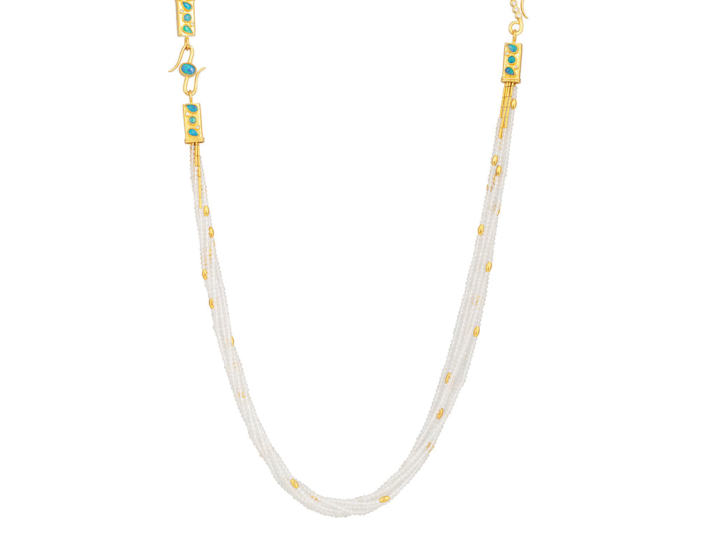 GURHAN, GURHAN Flurries Gold Beaded Long Necklace, 7-Strand with Double "S" Clasp, Topaz
