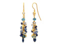 GURHAN, GURHAN Flurries Gold Cluster Drop Earrings, Wire Hook, Mixed Blue Stones