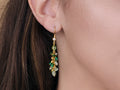 GURHAN, GURHAN Flurries Gold Cluster Drop Earrings, Wire Hook, Mixed Green Stones