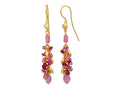 GURHAN, GURHAN Flurries Gold Cluster Drop Earrings, Wire Hook, Mixed Pink Stones