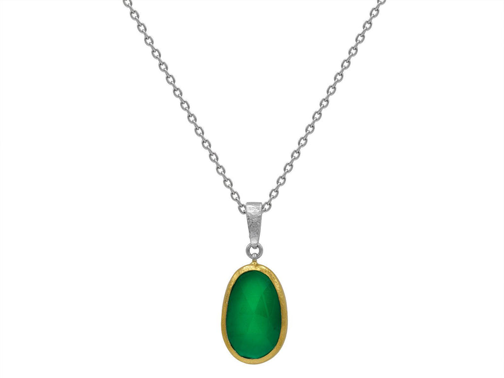 GURHAN, GURHAN Galapagos Sterling Silver Onyx Pendant Necklace, 21x14mm Amorphous, Gold Accents