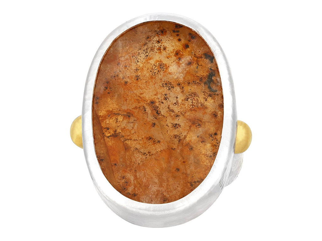 GURHAN, GURHAN Galapagos Sterling Silver Quartz Cocktail Ring, 30x21mm Oval, Gold Accents