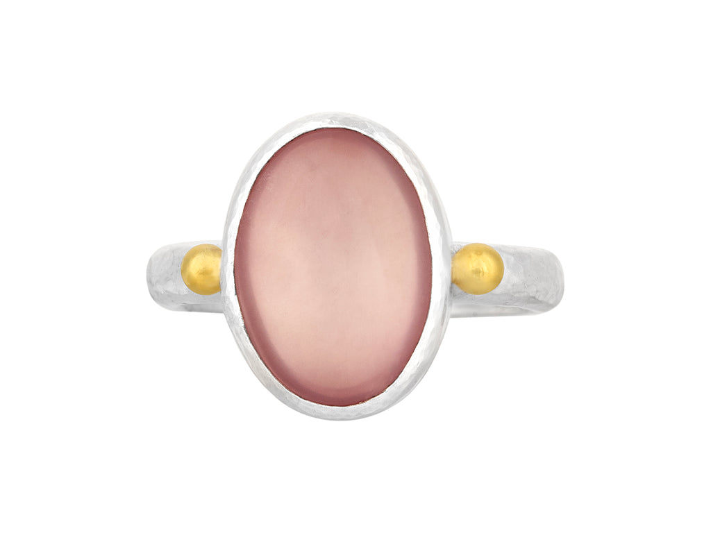 GURHAN, GURHAN Galapagos Sterling Silver Quartz Cocktail Ring, 14x10mm Oval, Gold Accents