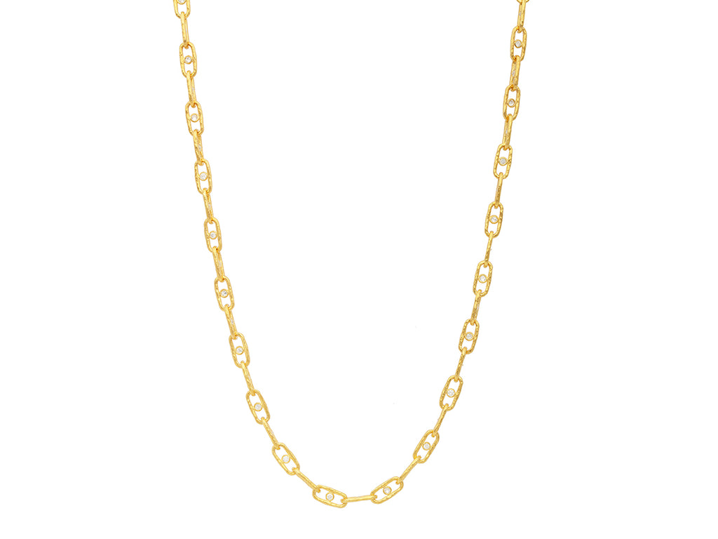 GURHAN, GURHAN Geo Gold Diamond Link Long Necklace, 12x4mm Oval Links with Center Stone