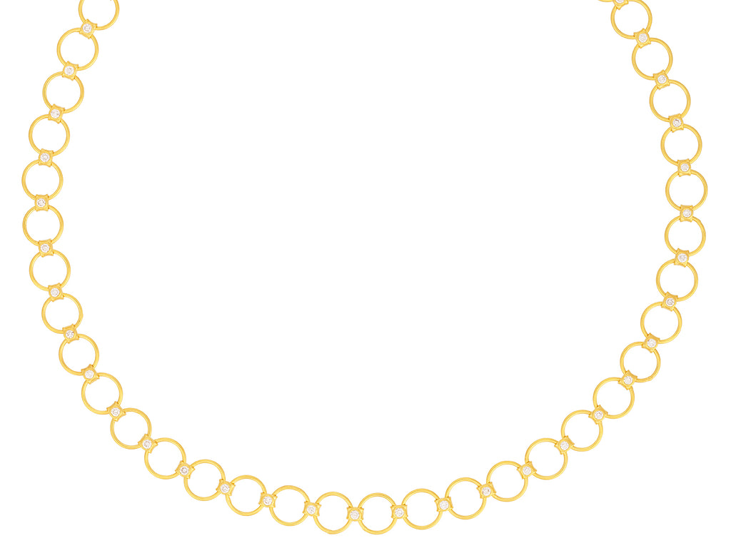 GURHAN, GURHAN Geo Gold Diamond Link Short Necklace, 8.5mm Round