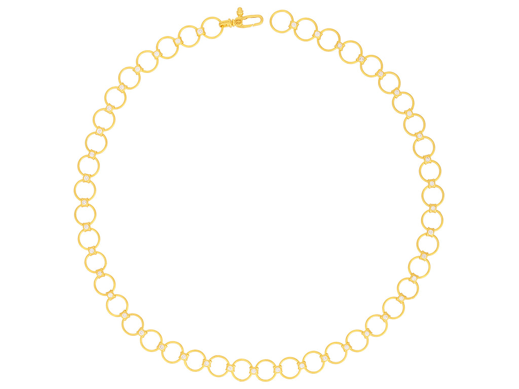 GURHAN, GURHAN Geo Gold Diamond Link Short Necklace, 8.5mm Round