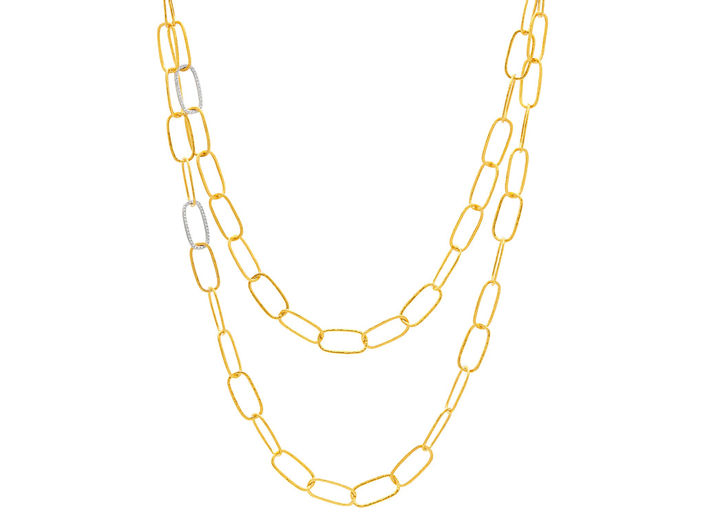 GURHAN, GURHAN Geo Gold Diamond Link Long Necklace, Pave Links, 36"