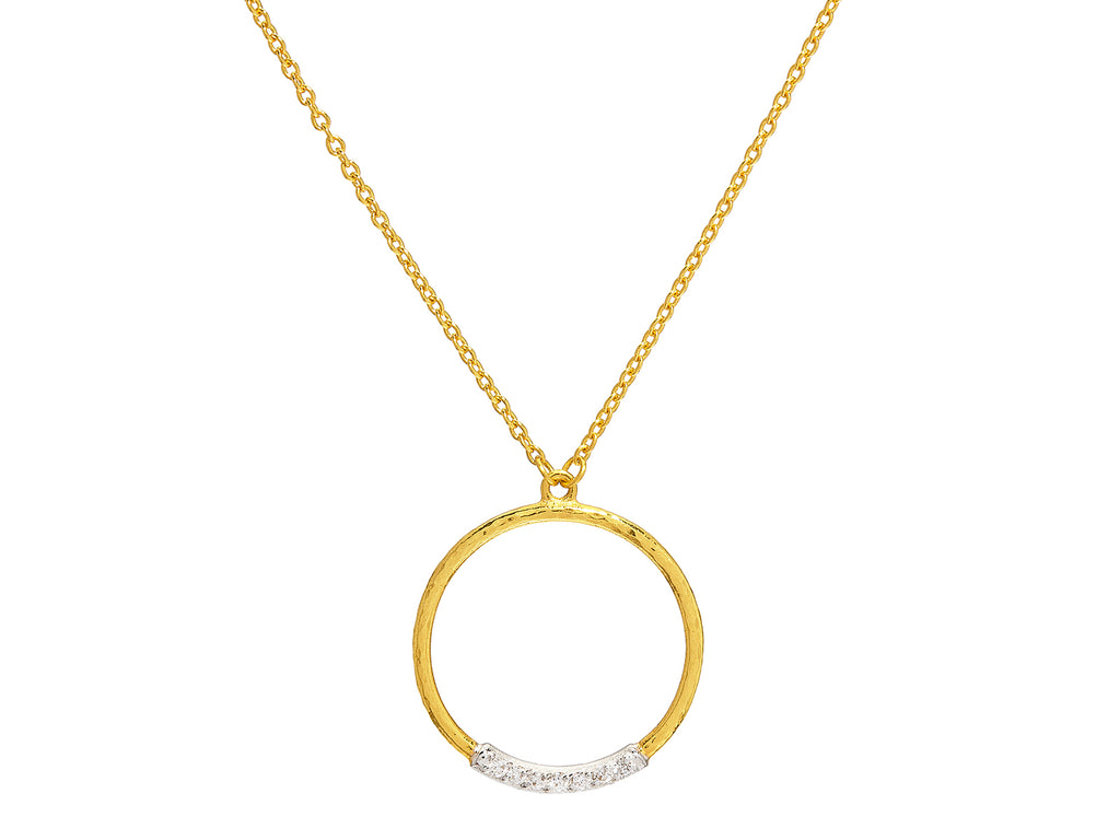 GURHAN, GURHAN Geo Gold Diamond Pave Pendant Necklace, 20mm Open Round