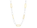 GURHAN, GURHAN Geo Sterling Silver Link Long Necklace, Mixed Oval, No Stone, Gold Accents
