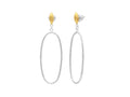 GURHAN, GURHAN Geo Sterling Silver Single Drop Earrings, Large Silver Oval, Olive Top, No Stone, Gold Accents