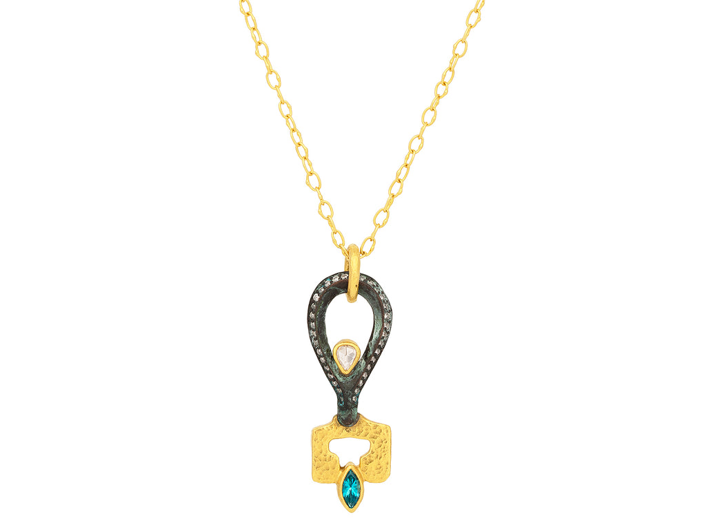 GURHAN, GURHAN Guardian Gold Mixed Stone Pendant Necklace, Ingrid Key