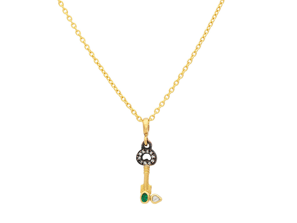 GURHAN, GURHAN Guardian Gold Mixed Stone Pendant Necklace, Honorata Key