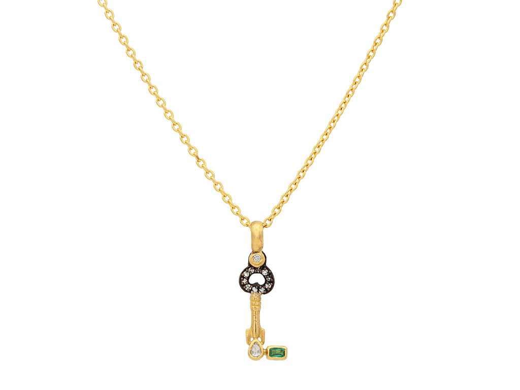 GURHAN, GURHAN Guardian Gold Mixed Stone Pendant Necklace, Honorata Key