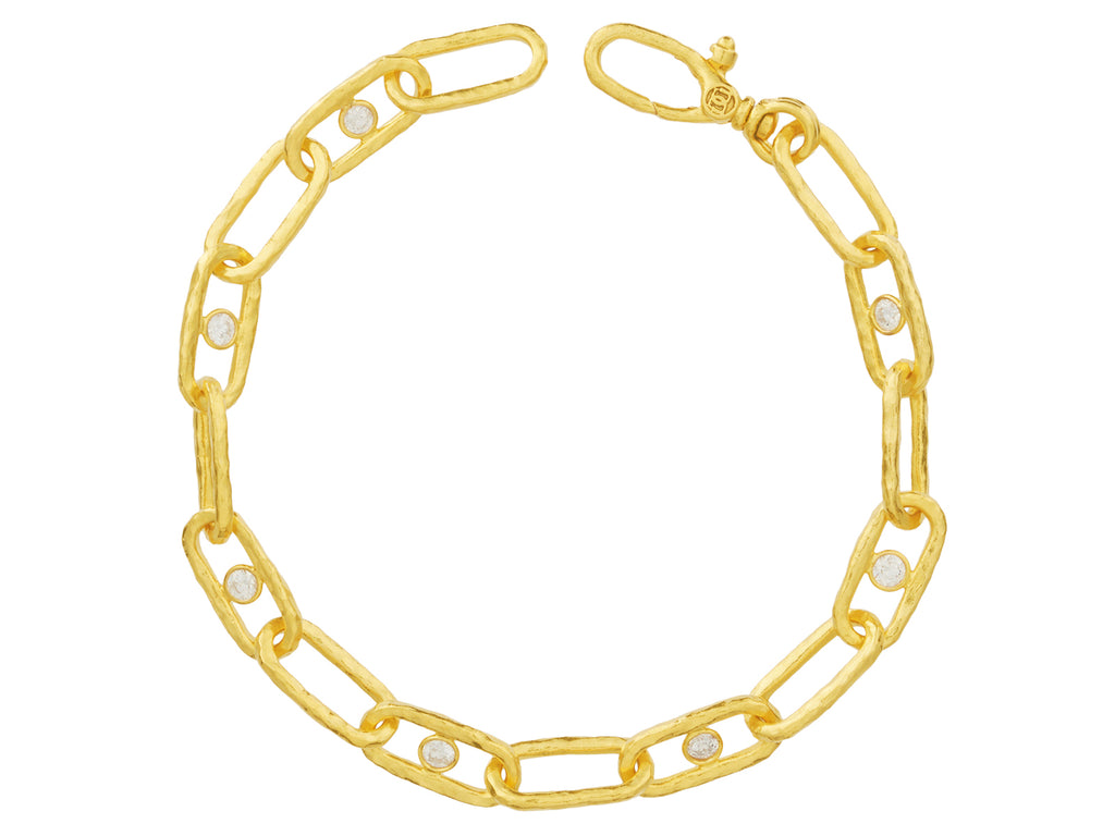 GURHAN, GURHAN Hoopla Gold Diamond Chain Link Bracelet, 12x4mm Oval Links with Center Stone