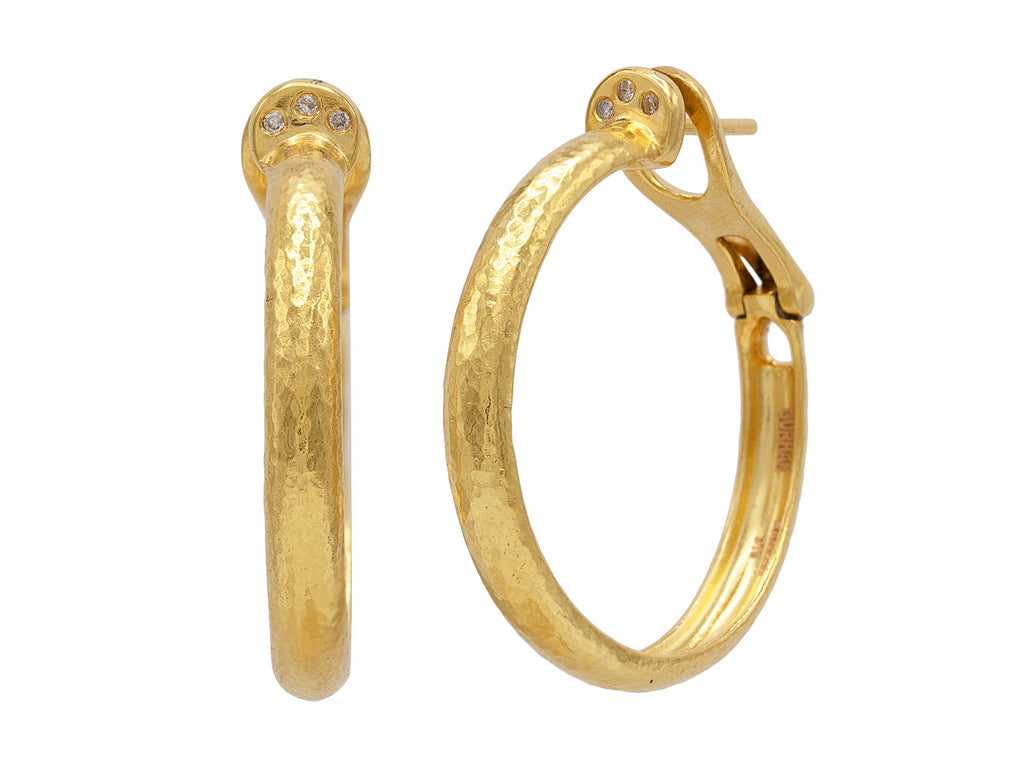 GURHAN, GURHAN Hoopla Gold Diamond Hoop Earrings, Clip Post