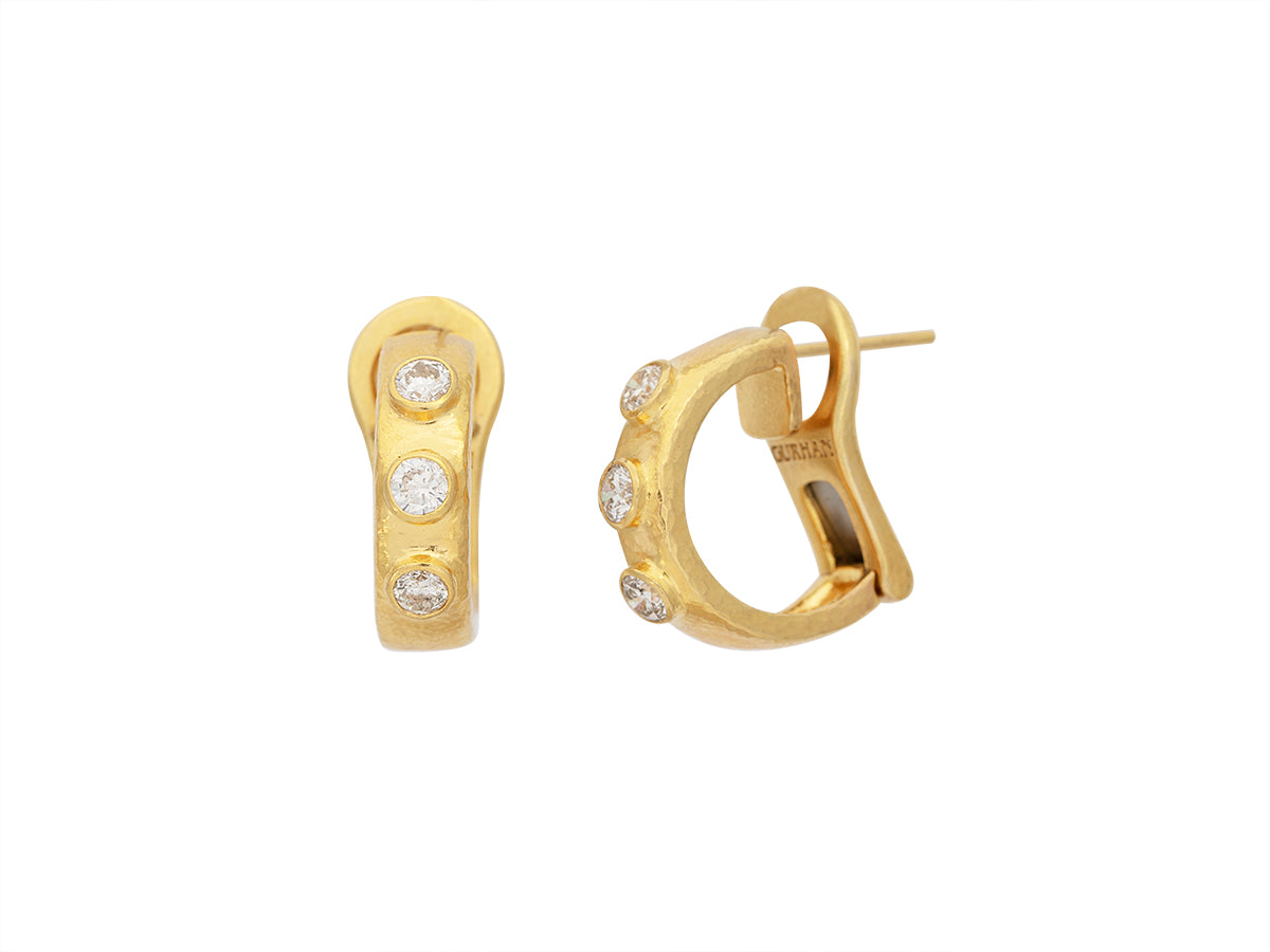 GURHAN, GURHAN Hoopla Gold Huggie Hoop Earrings, 5mm Wide, Diamond
