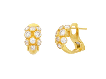 GURHAN, GURHAN Hoopla Gold Diamond Huggie Hoop Earrings, 8mm Wide, Clustered Stones