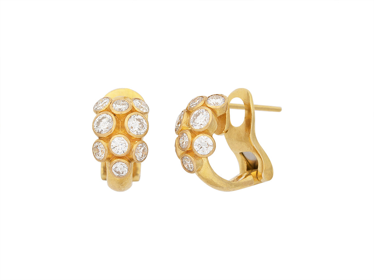 GURHAN, GURHAN Hoopla Gold Huggie Hoop Earrings, 8mm Wide, Clustered Stones, Diamond