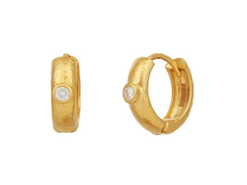 GURHAN, GURHAN Hoopla Gold Huggie Hoop Earrings, Round Hinged, Diamond