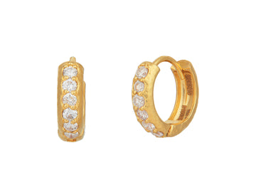 GURHAN, GURHAN Hoopla Gold Diamond Huggie Hoop Earrings, 6-Stone Round Hinged