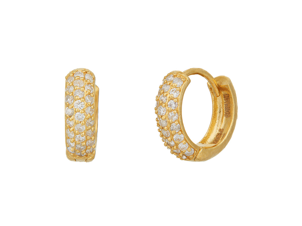 GURHAN, GURHAN Hoopla Gold Diamond Pave Huggie Hoop Earrings, Round Hinged